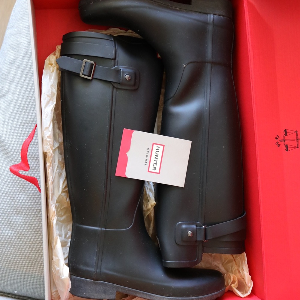 Hunter Women’s Black Refined Slim Fit Tall Wellington Boots, Size US 6